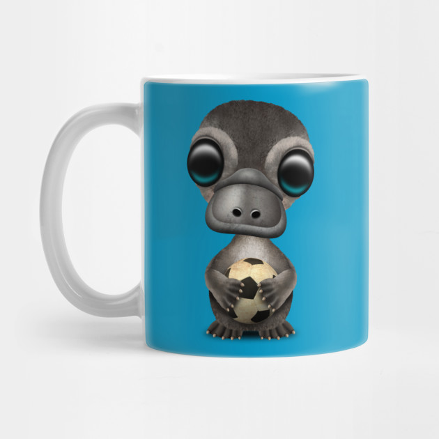 Cute Baby Platypus With Football Soccer Ball